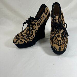 L.A.M.B. Gwen Stefani Leopard Wedge Shoes - 7 1/2 M